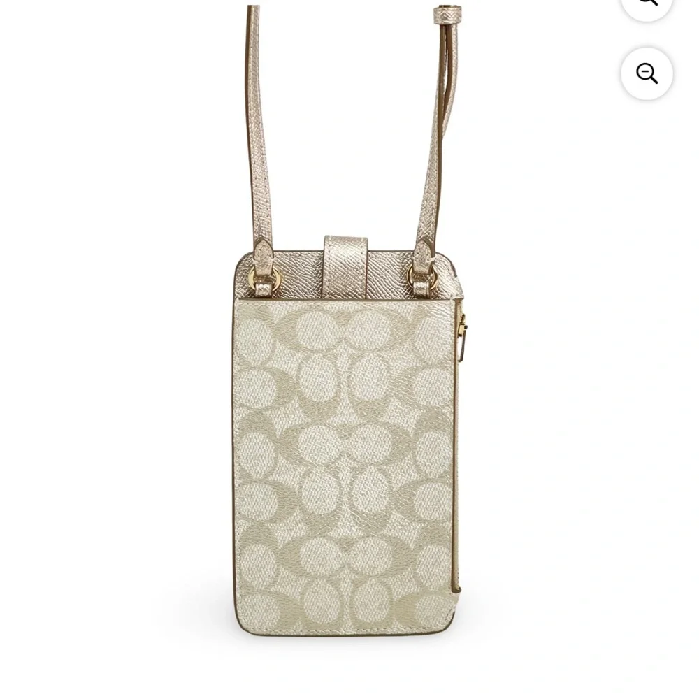 Coach Women's Small Phone Crossbody Bag in Signature Canvas (Champagne Color) - Picture 4 of 4